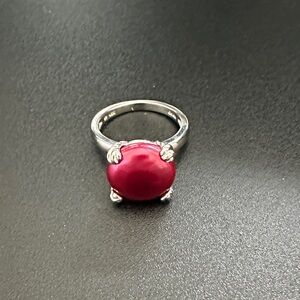 Silver Ring with Large Red Stone